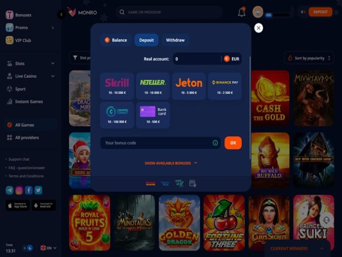 Monro casino bonus