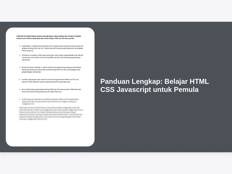 Panduan Lengkap: Belajar HTML CSS Javascript untuk Pemula
